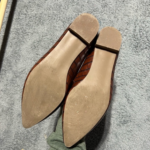 JustFab Dark Brown Croc-Embossed Loafers - Picture 3 of 3
